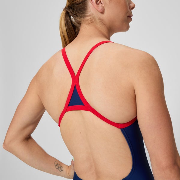 Speedo Women's Club Training Turnback One Piece Navy/Red
