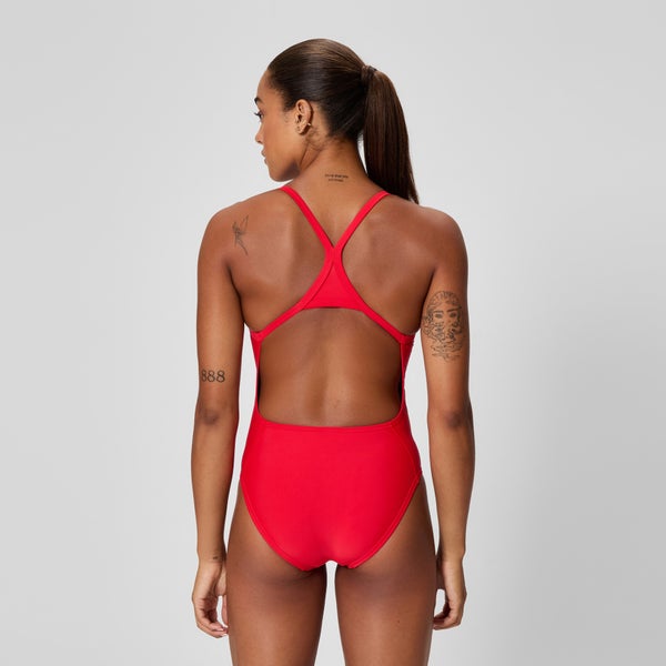 Speedo Women's Club Training Turnback One Piece Red