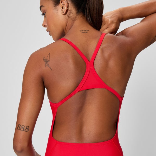 Speedo Women's Club Training Turnback One Piece Red