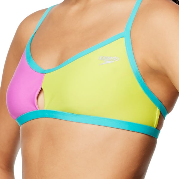 speedo Women's Color Block Keyhole Bikini Top Purple