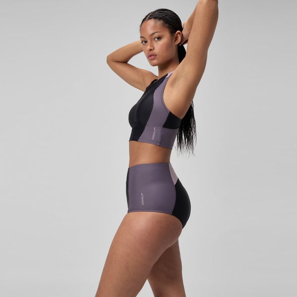 Speedo Women's Colorblock Boyleg Bottom Black/Dark Gray