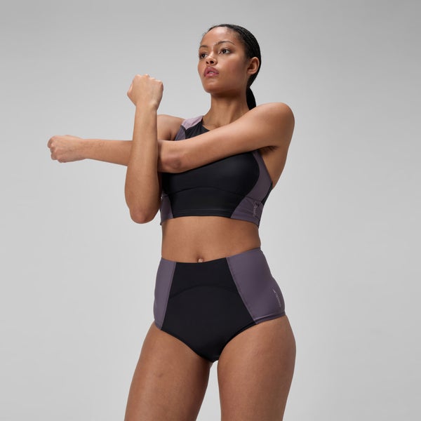 speedo Women's Colorblock Boyleg Bottom Black/Dark Gray