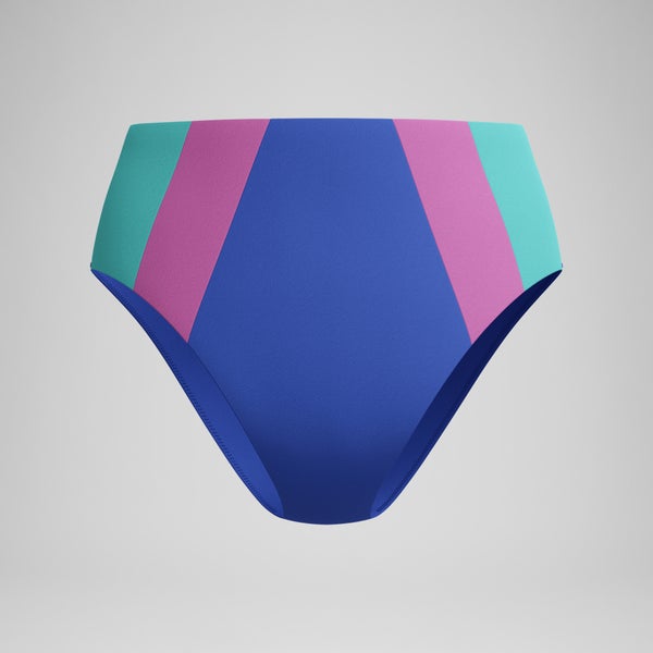 speedo Women's Colorblock Highwaist Bikini Bottom Dark Blue