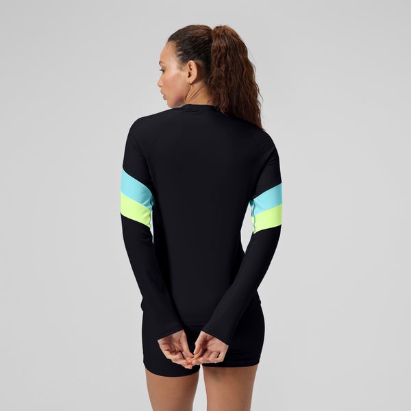 Speedo Women's Colorblock Long Sleeve Rashguard Black/Blue