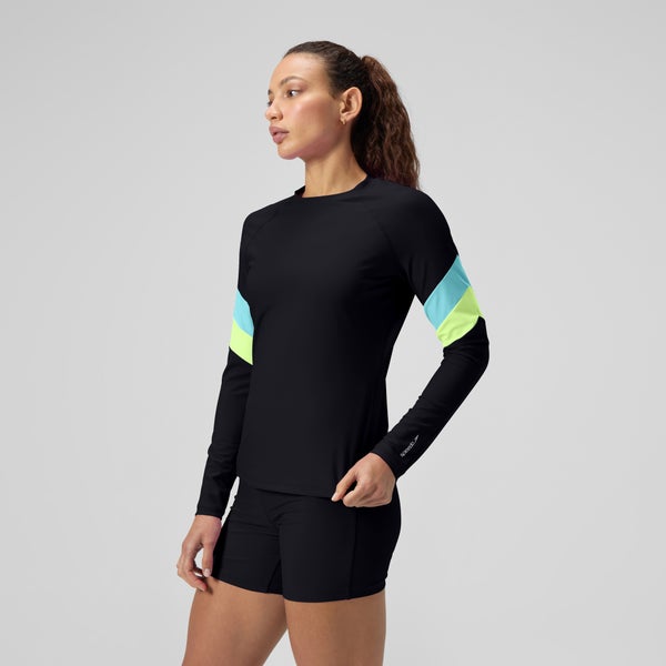 Speedo Women's Colorblock Long Sleeve Rashguard Black/Blue