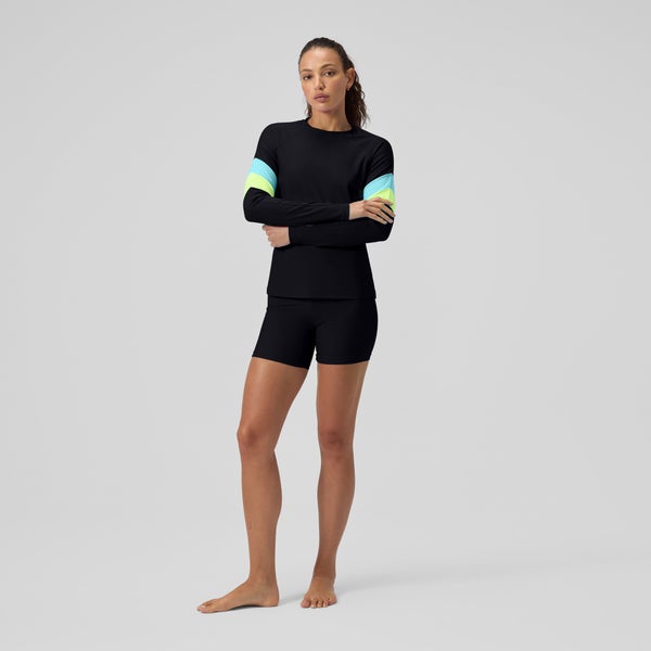 Speedo Women's Colorblock Long Sleeve Rashguard Black/Blue