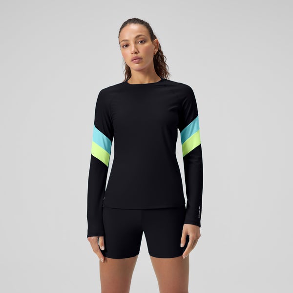 speedo Women's Colorblock Long Sleeve Rashguard Black/Blue