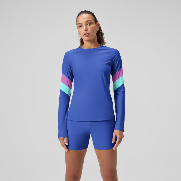 speedo Women's Colorblock Long Sleeve Rashguard Blue/Purple