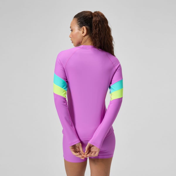 Speedo Women's Colorblock Long Sleeve Rashguard Purple