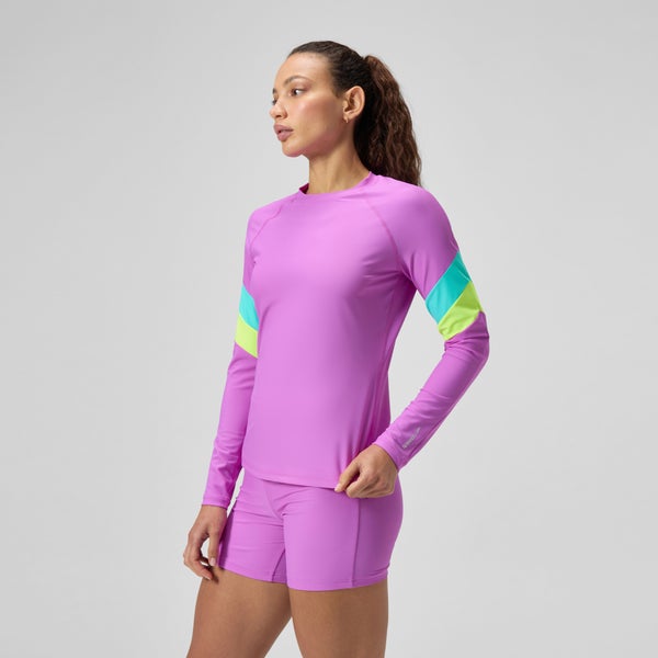Speedo Women's Colorblock Long Sleeve Rashguard Purple