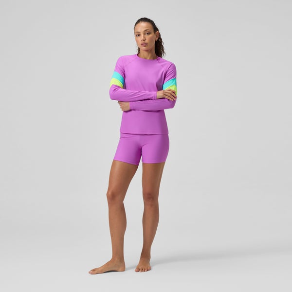 Speedo Women's Colorblock Long Sleeve Rashguard Purple
