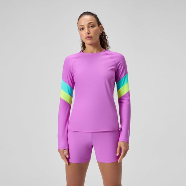 speedo Women's Colorblock Long Sleeve Rashguard Purple