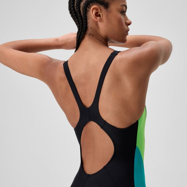 Speedo Women's Colorblock Splice 2.0 One Piece Black/Green