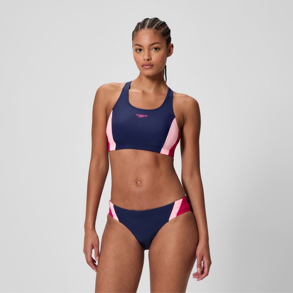 speedo Women's Colorblock Splice 2.0 Two Piece Navy/Pink