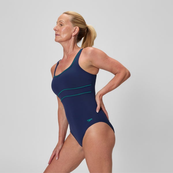 Speedo Women's Contour Eclipse Solid One Piece Navy/Teal