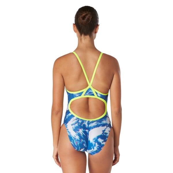 Speedo Women's Cyclone Swirl Flyback One Piece Royal Blue