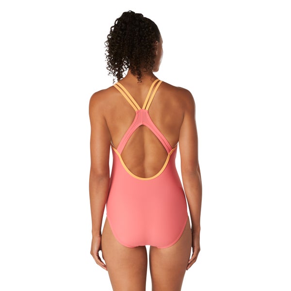 Speedo Women's Double Strap Racerback One Piece Pink