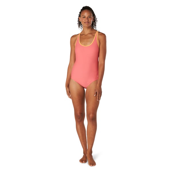 Speedo Women's Double Strap Racerback One Piece Pink