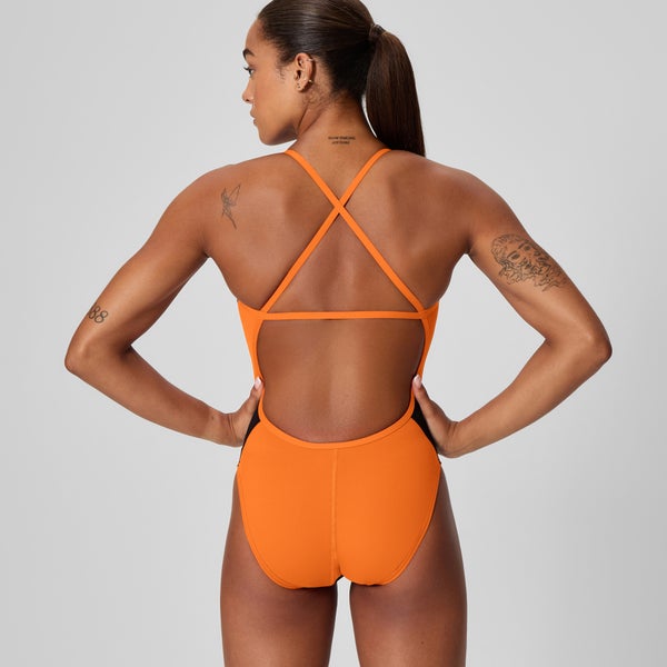 Speedo Women's Edge Splice Crossback One Piece Black/Orange