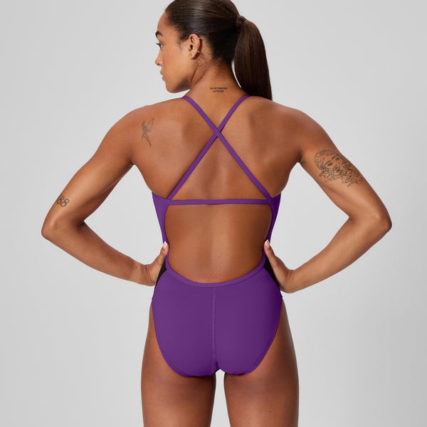 Speedo Women's Edge Splice Crossback One Piece Black/Purple