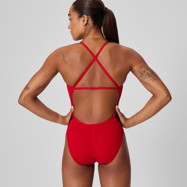 Speedo Women's Edge Splice Crossback One Piece Black/Red
