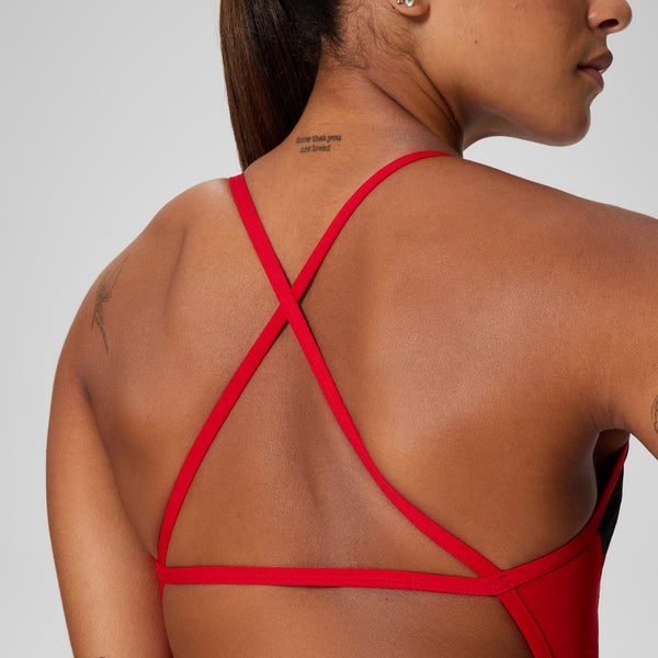 Speedo Women's Edge Splice Crossback One Piece Black/Red