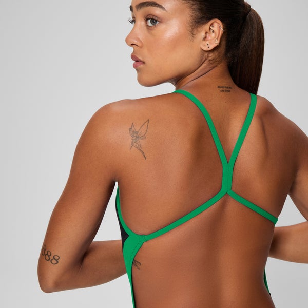 Speedo Women's Edge Splice One Back One Piece Black/Green