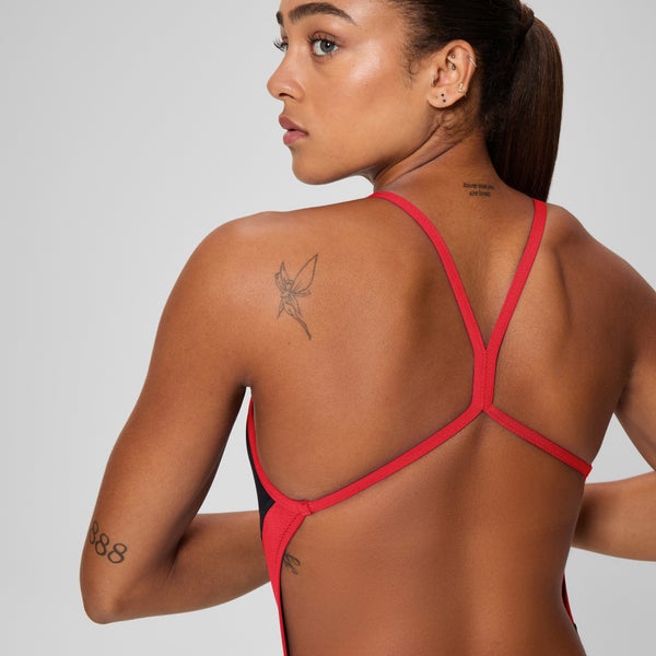 Speedo Women's Edge Splice One Back One Piece Black/Red