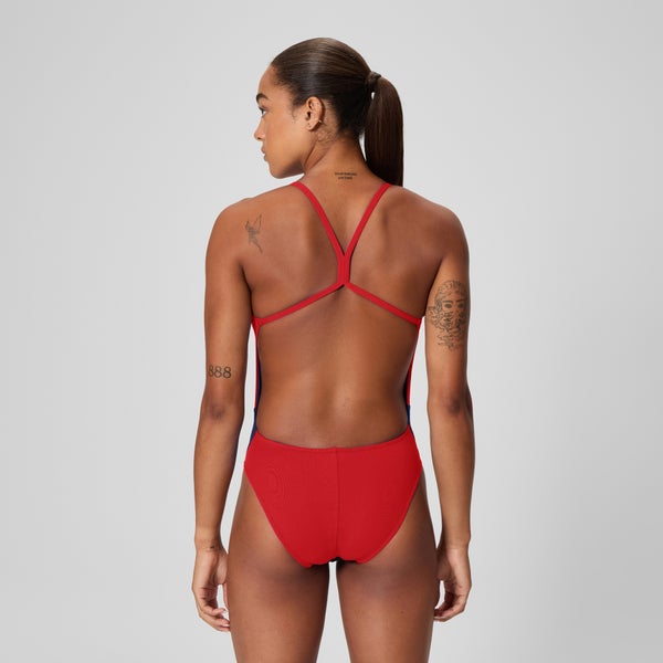 Speedo Women's Edge Splice One Back One Piece Navy/Red