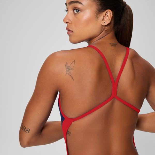 Speedo Women's Edge Splice One Back One Piece Navy/Red