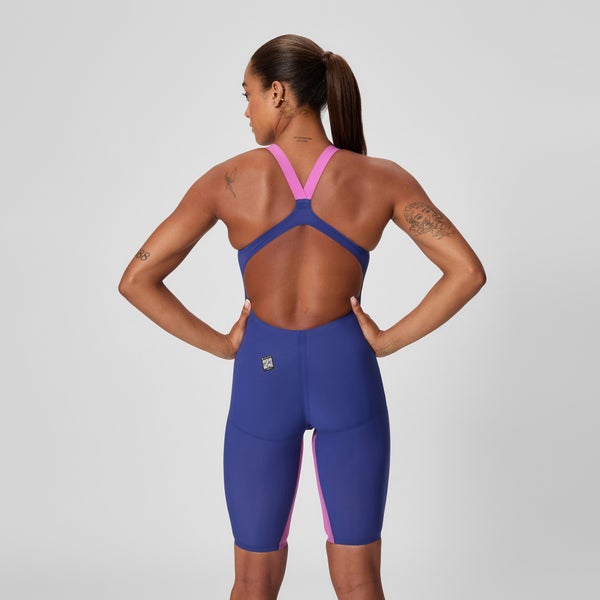 Speedo Women's Fastskin LZR Pure Valor 2.0 Openback Kneeskin Navy/Purple