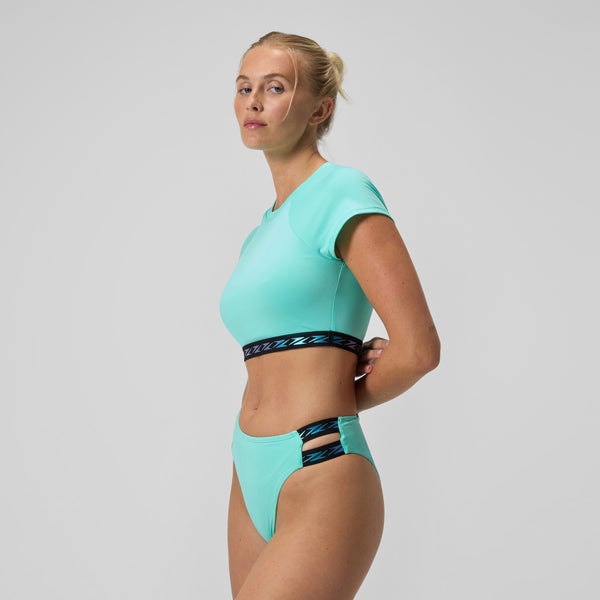 Speedo Women's FLU3NTE Logo Elastic Crop Top Turquoise
