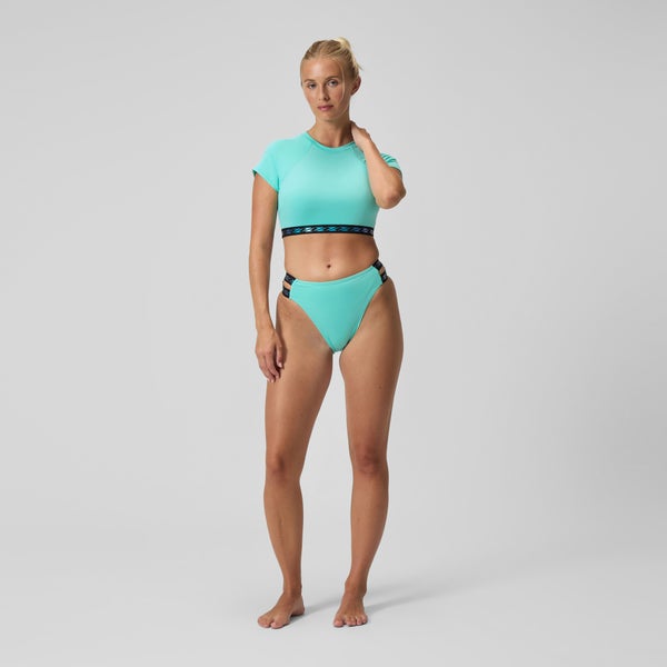 Speedo Women's FLU3NTE Logo Elastic Crop Top Turquoise