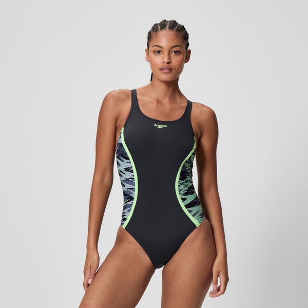 speedo Women's Hyperboom Splice Muscleback One Piece Black/Green
