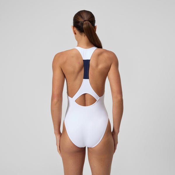 Speedo Women's Jetstream Colorblock Racerback One Piece White/Navy