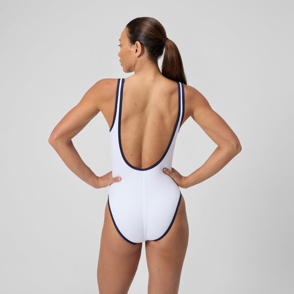 Speedo Women's Jetstream Solid Bound Scoop One Piece White