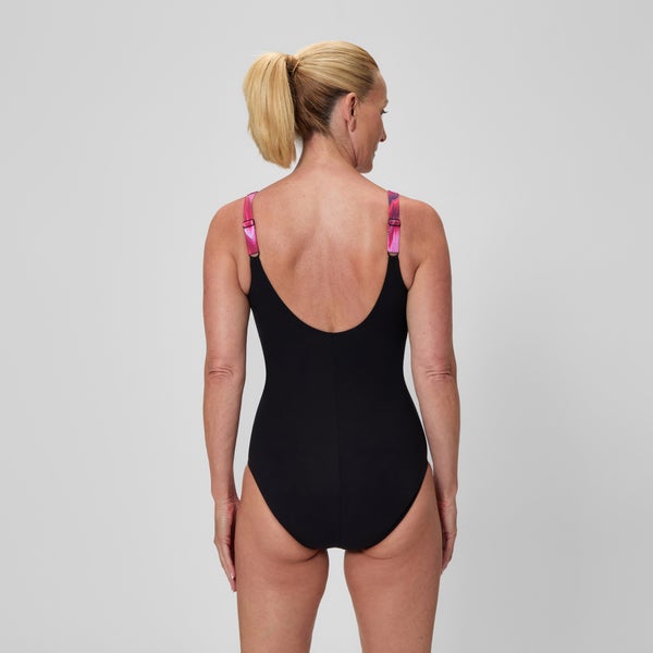Speedo Women's Luna Lustre Printed One Piece Black/Pink