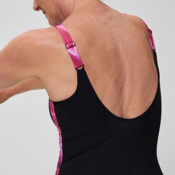 Speedo Women's Luna Lustre Printed One Piece Black/Pink