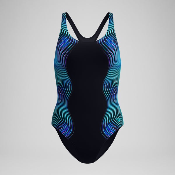 speedo Women's Medalist Printed Medalist One Piece Black/Blue
