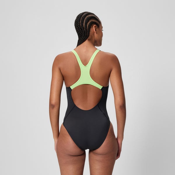 Speedo Women's Medalist Solid Splice One Piece Black/Green