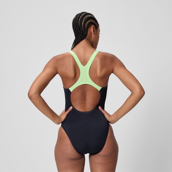 Speedo Women's Medley Logo Medalist One Piece Black/Green