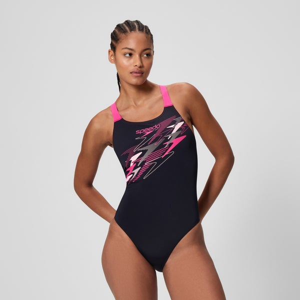 speedo Women's Medley Logo Medalist One Piece Black/Pink