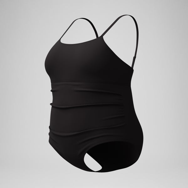 Speedo Women's New Plus Solid Shirred Tank One Piece Black