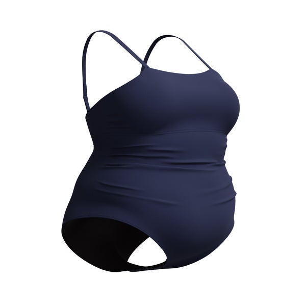 Speedo Women's New Plus Solid Shirred Tank One Piece Navy