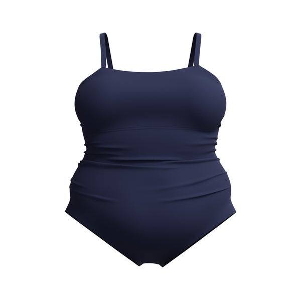 speedo Women's New Plus Solid Shirred Tank One Piece Navy