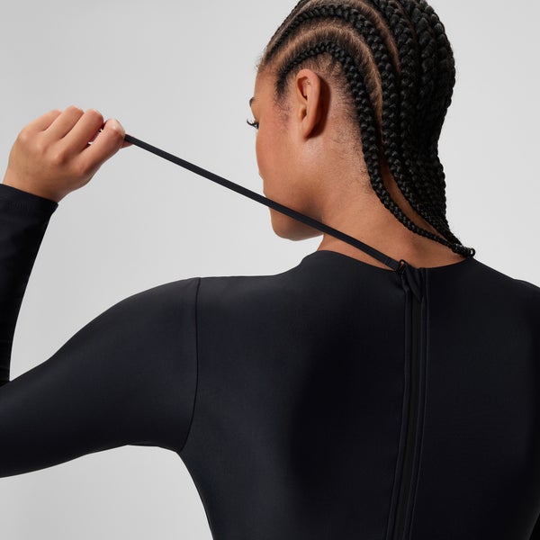 Speedo Women's Ocean Flex Long Sleeve Zip One Piece Black