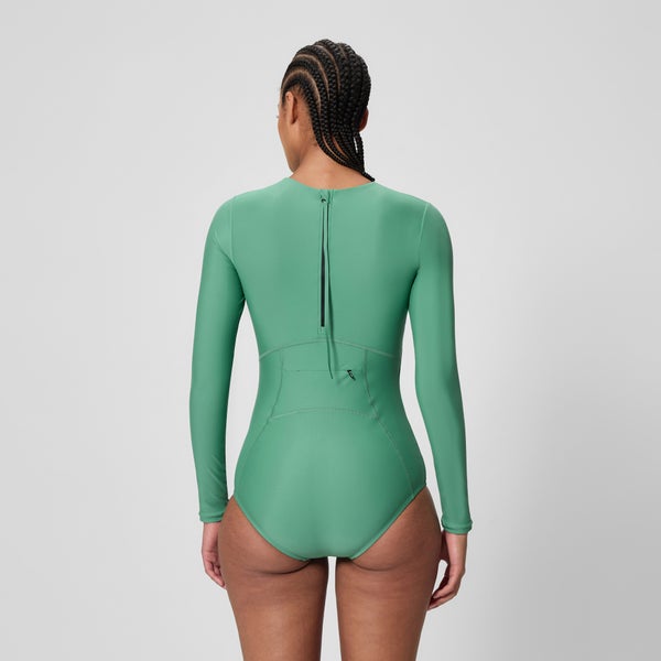 Speedo Women's Ocean Flex Long Sleeve Zip One Piece Green