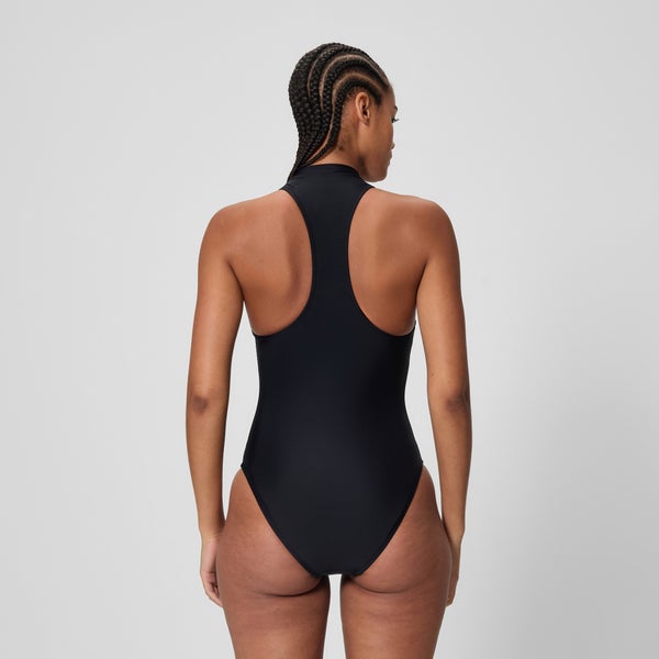 Speedo Women's Ocean Flex Zip One Piece Black/Green