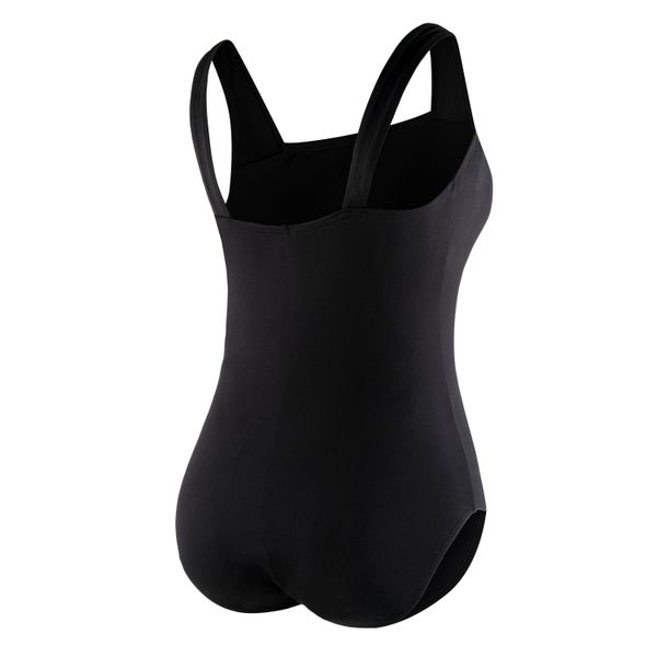 Speedo Women's Plus Solid Shirred Tank One Piece Black