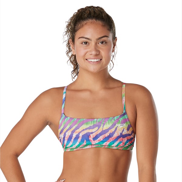 speedo Women's Pride Printed Strappy Bikini Top Purple/Blue